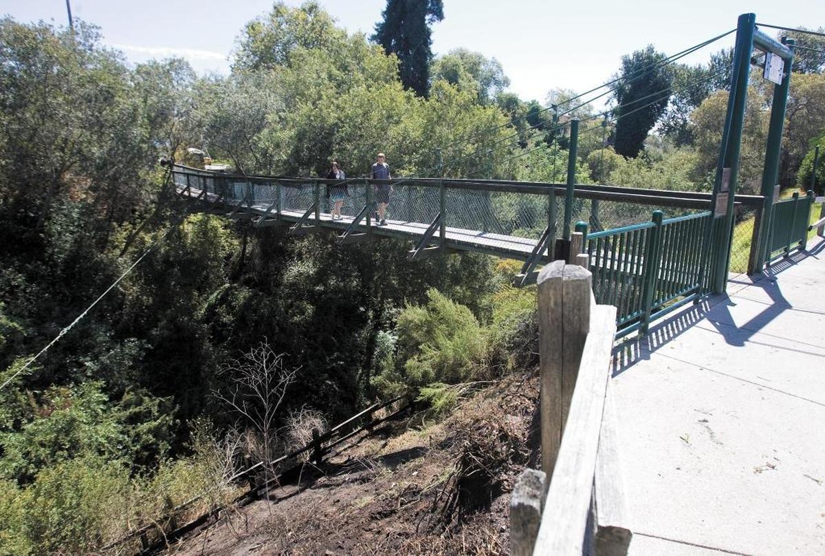 The swinging bridge in Arroyo Grande.