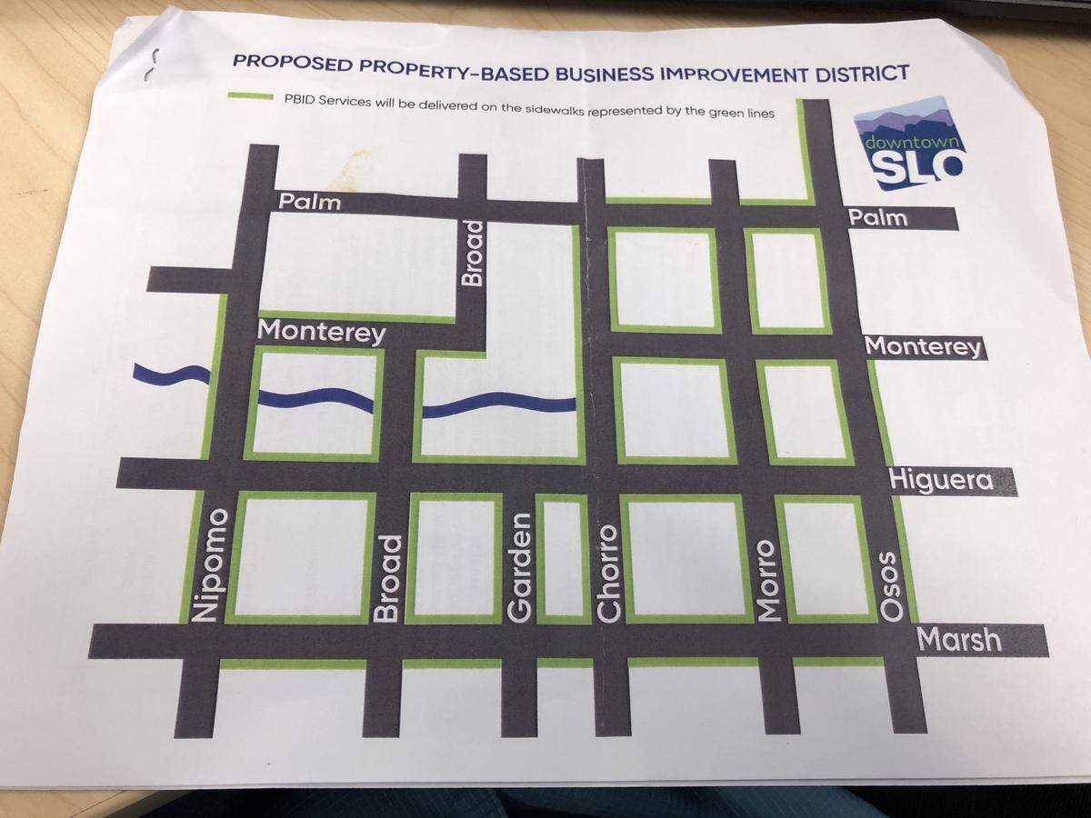 Downtown SLO envisioned an ambassador and beautification program, called a Property-Based Improvement District (PBID), for these blocks in downtown SLO. The proposal has been abandoned, however, based on divisions in the community about the idea.