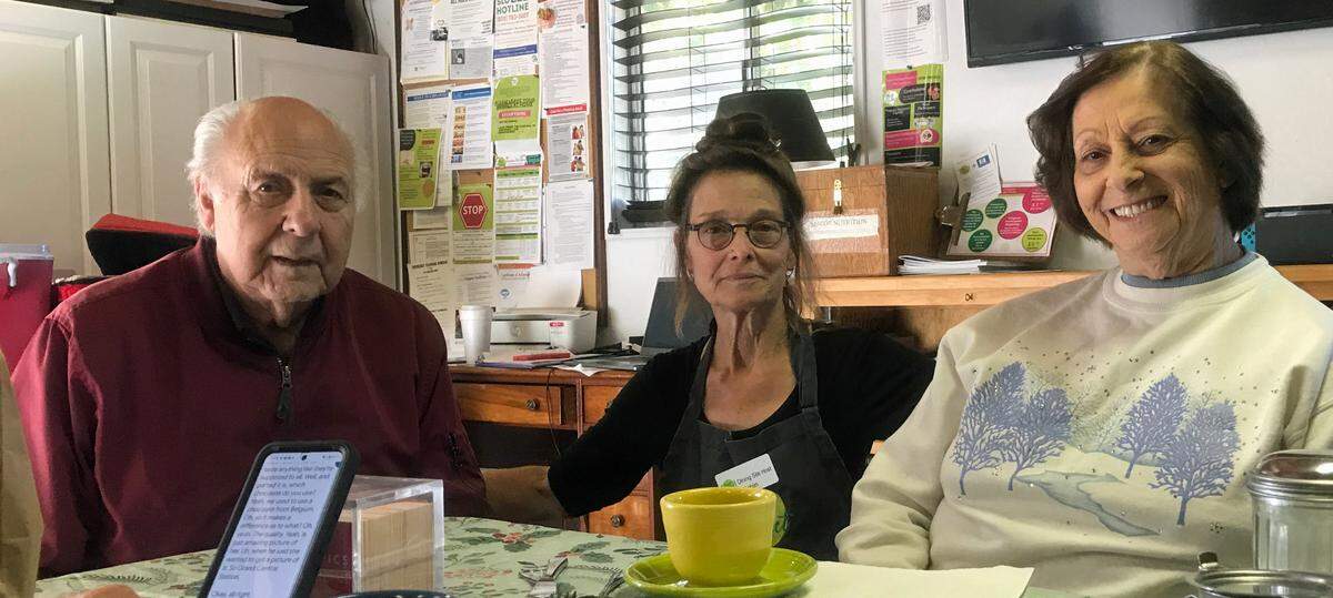 Jesse Miller, right, led Cambria’s senior nutrition program for 32 years. Roberta Garcia, who took Miller’s place, is leaving the job Dec. 24, much to the dismay of her clients, they say. Doris Miller, Jesse’s wife, was often his sidekick assistant during his three-decades at the program.
