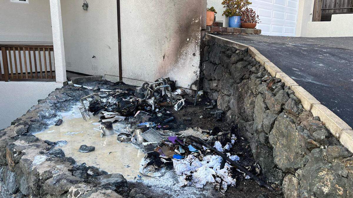 This is how close a June 22, 2023, fire caused by spontaneous combustion came to a Cambria home and its close-by neighbors.