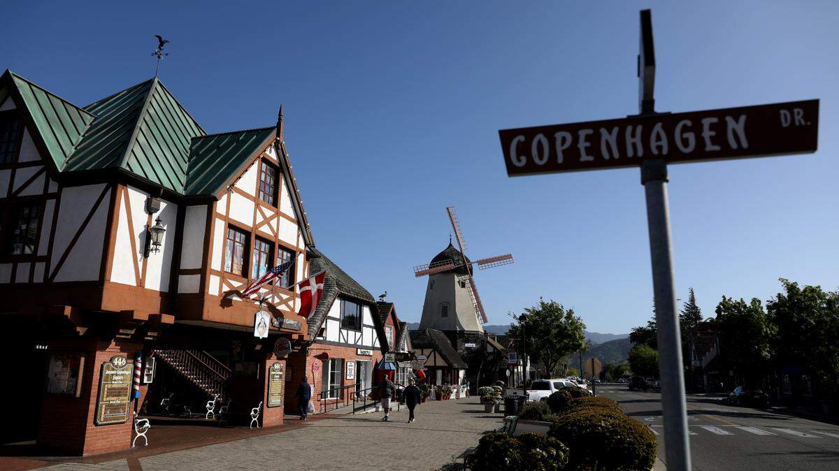 Downtown Solvang, the self-described Danish Capital of America, along Alisal Road.