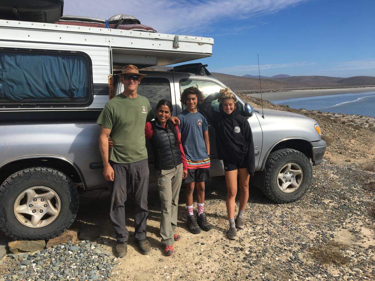 Retiring Morro Bay Harbor Director Eric Endersby, far left, poses for a picture with wife Eliane, son Owen and daughter Tess.