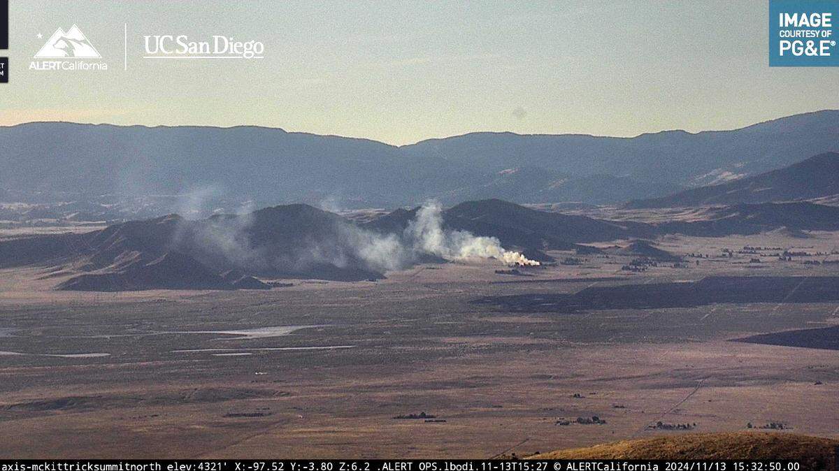 A vegetation fire burns in California Valley on Wednesday, Nov. 13, 2024.