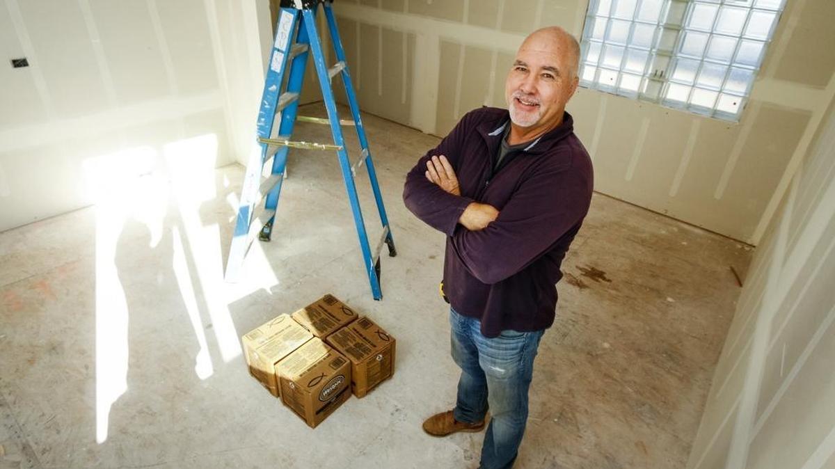 Rick Jeffery, owner of Beach Front Construction, stands in one of the studios under construction in a mixed-use project his company is building at the north end of Paso Robles. It took 10 years and financial help to get the project off the ground.