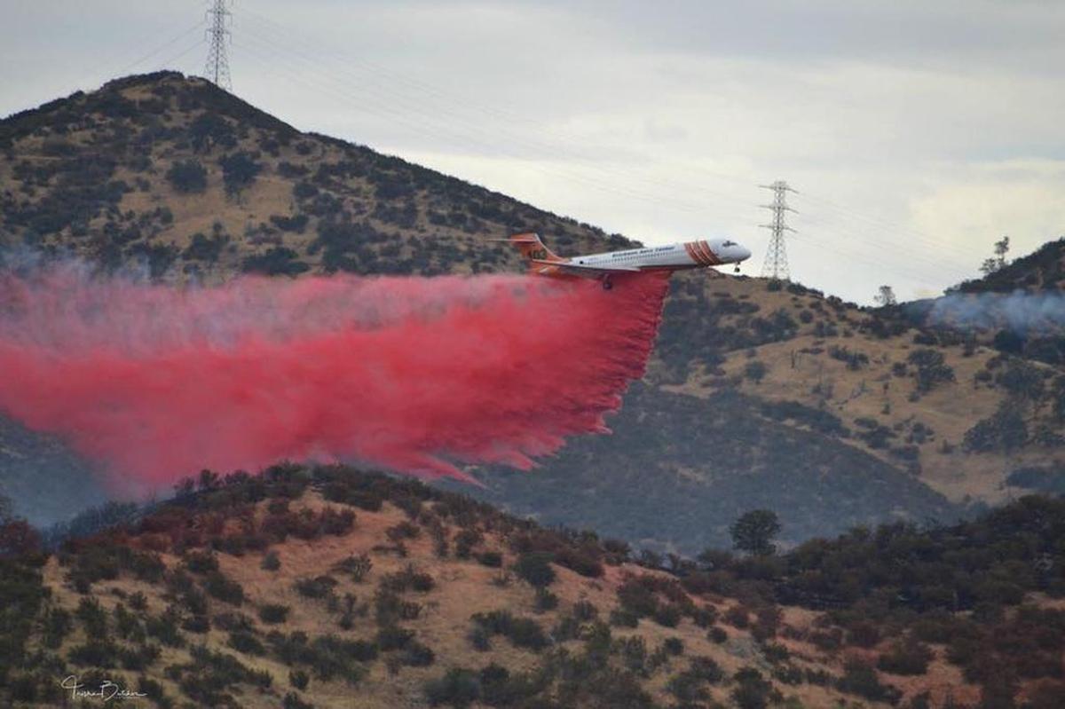 Air drop on the Red Fire east of Santa Margarita on Wednesday, Aug. 2, 2017.