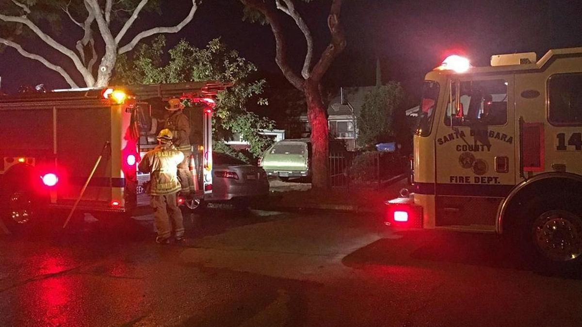 Firefighters responded Tuesday afternoon to a fire behind a home near Goleta that was sparked by a resident using gasoline to start a barbecue.