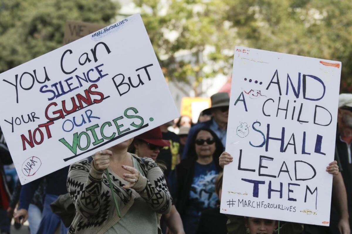 The March for Our Lives began in Mitchell Park in San Luis Obispo, Saturday, March 24, 2018 and wound its way around downtown San Luis Obispo.