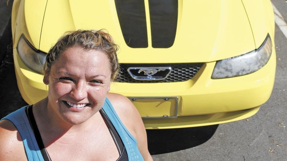 Janette Pritchett, a 32-year-old Army veteran, was given this Mustang as she gets back on her feet after a separation from her husband. She now has a small apartment in San Luis Obispo and is taking classes at Cuesta College.