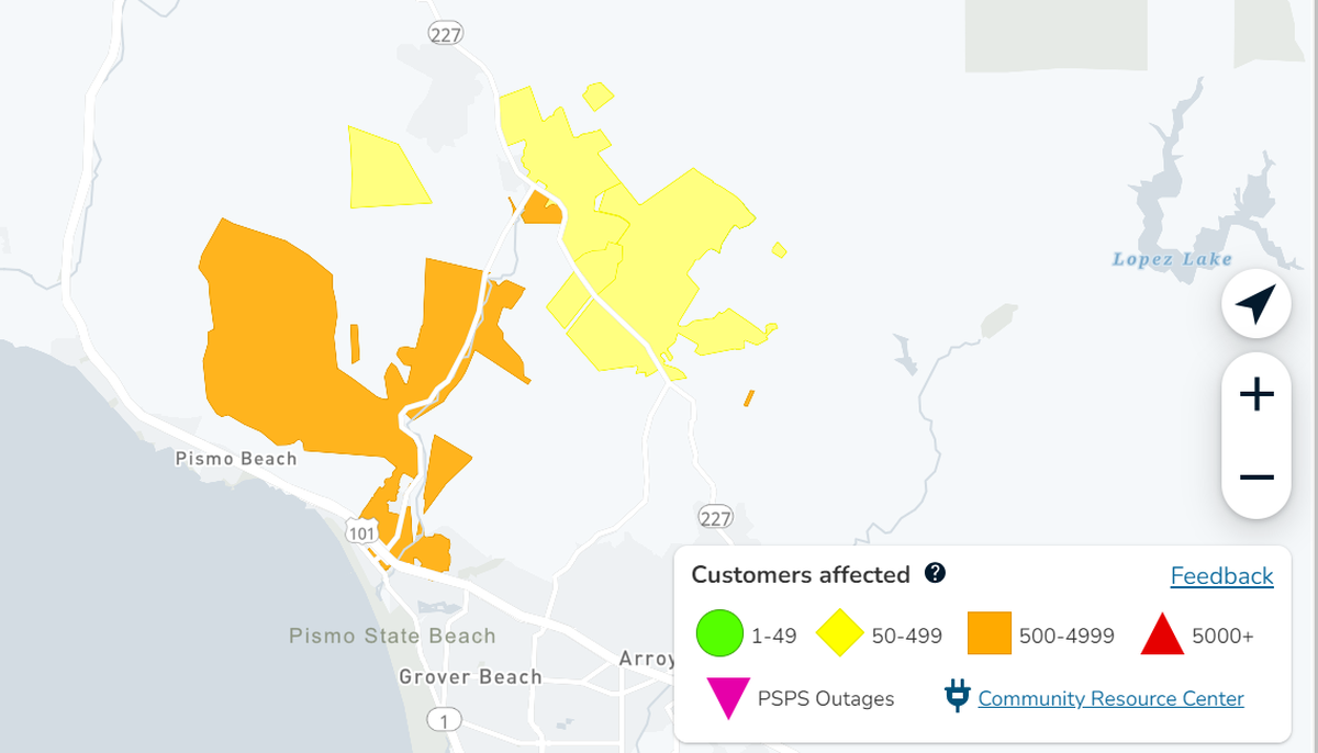 A power outage caused more than 1,200 PG&E customers to lose electricity on Thursday, Dec. 14, 2023.