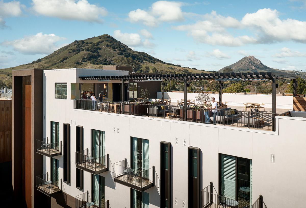 The rooftop High Bar and lounge at Hotel San Luis Obispo offers views of the surrounding hills and downtown. Those who book hotel stays midweek in SLO can take advantage of a free $100 gift card opportunity through March 31.