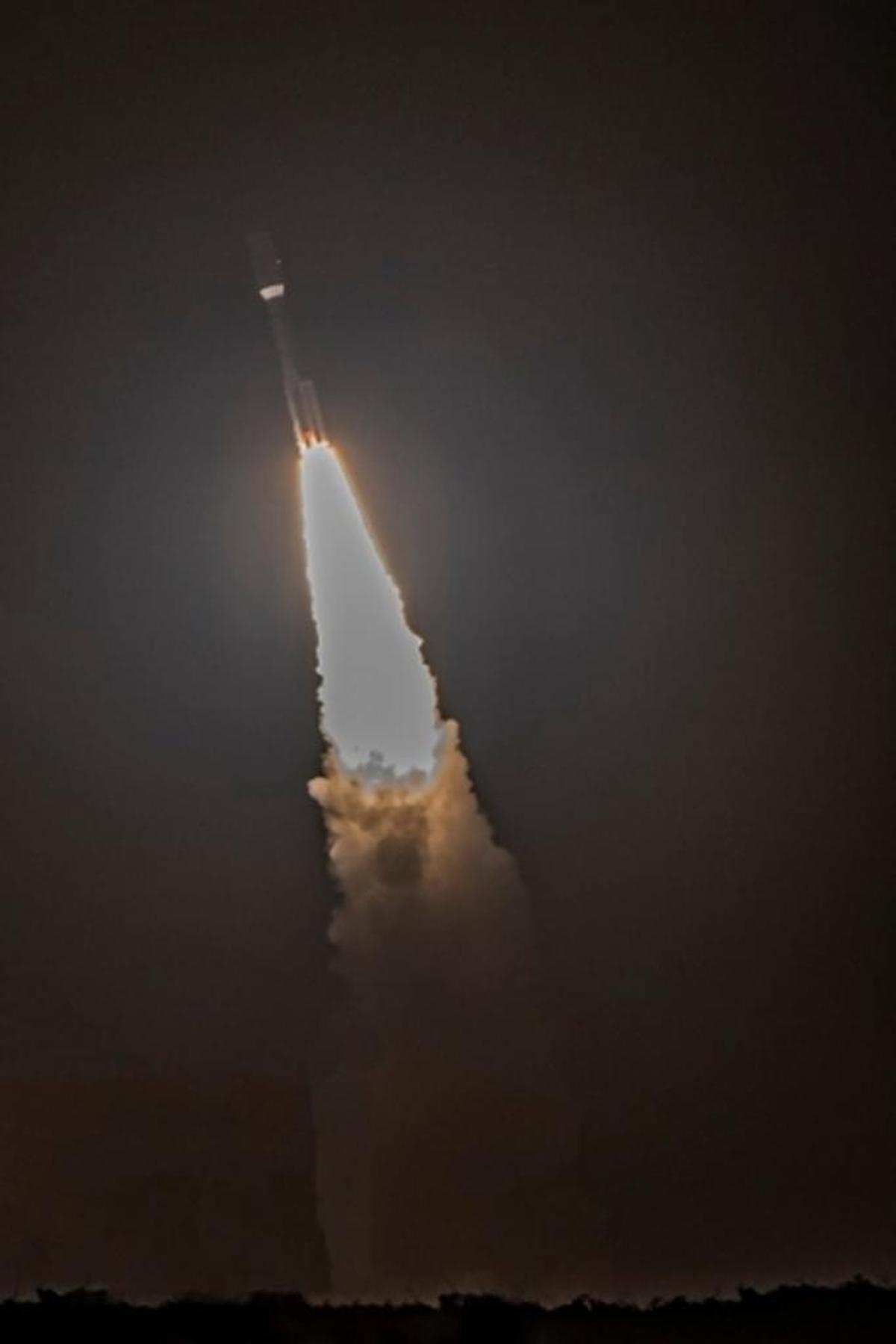 The Altas V rocket produced blinding light and a thunderous rumble as it left the launchpad at Vandenberg Air Force Base on Saturday, Sept. 23, 2017.