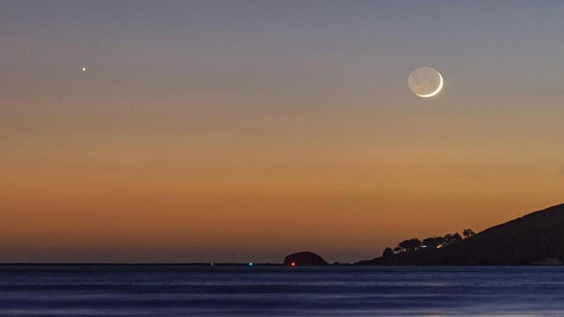 Grover Beach resident Ashly Cullumber snapped this shot of the equinox moon and Jupiter setting over Avila Beach on Thursday, Sept. 21, 2017, the last day of summer.