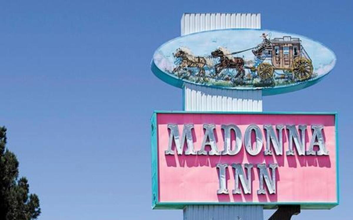 The Madonna Inn sign along Highway 101 in San Luis Obispo.