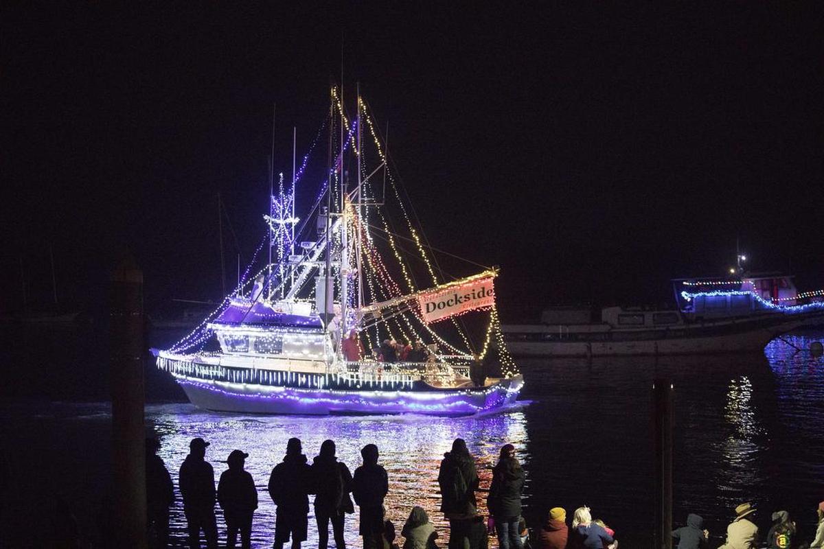 The Morro Bay Lighted Boat Parade is held in Morro Bay Harbor in 2017.