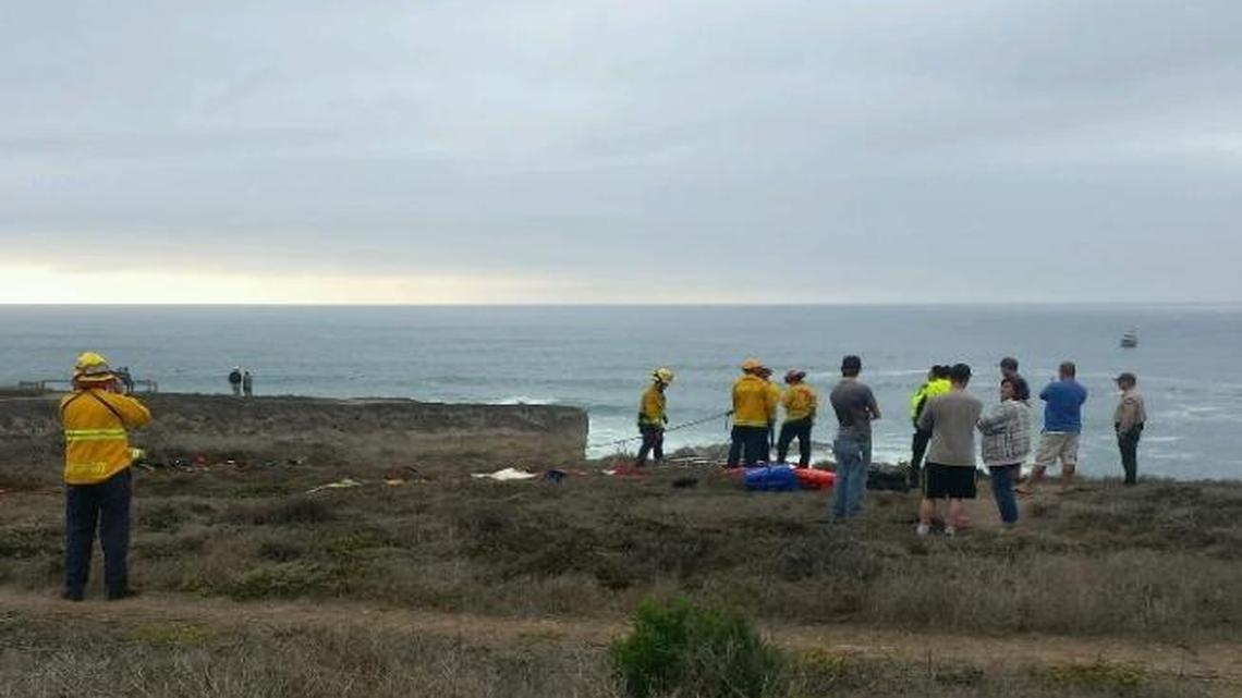 Cal Fire crews rescued a female Sunday evening who had fallen about 30 feet over the side of a cliff near the Corallina Cove area at Montaña de Oro State Park.