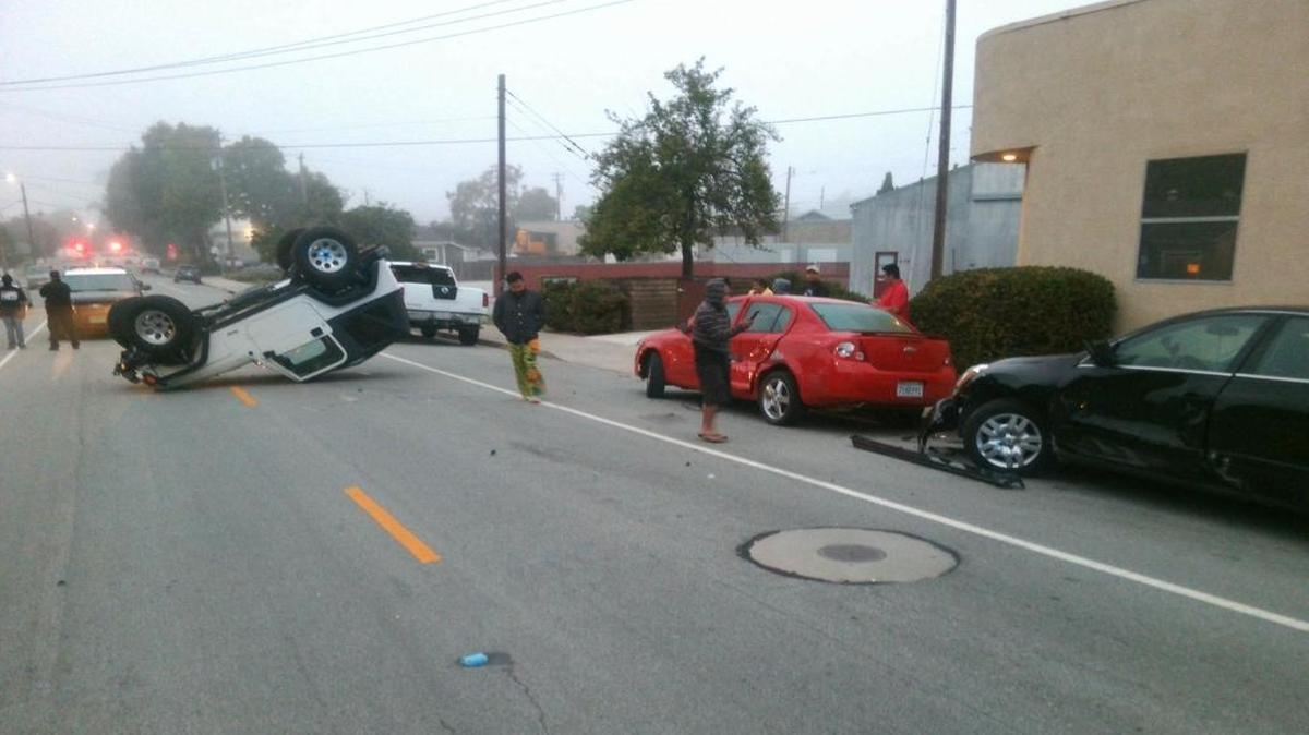 A 25-year-old San Luis Obispo man was arrested Tuesday, July 4, 2017, on suspicion of driving under the influence after flipping his car near downtown SLO, police said.