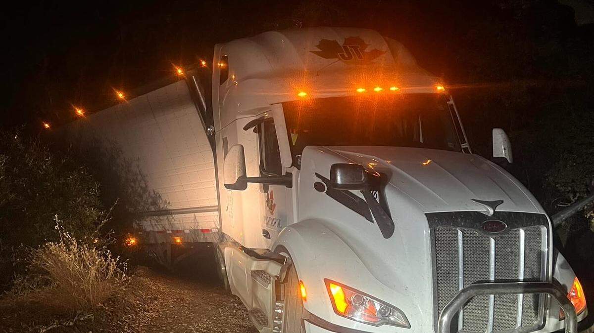 A semi-truck driver got stuck on Stagecoach Road after a GPS gave him bad directions on Oct. 22, 2024. 
