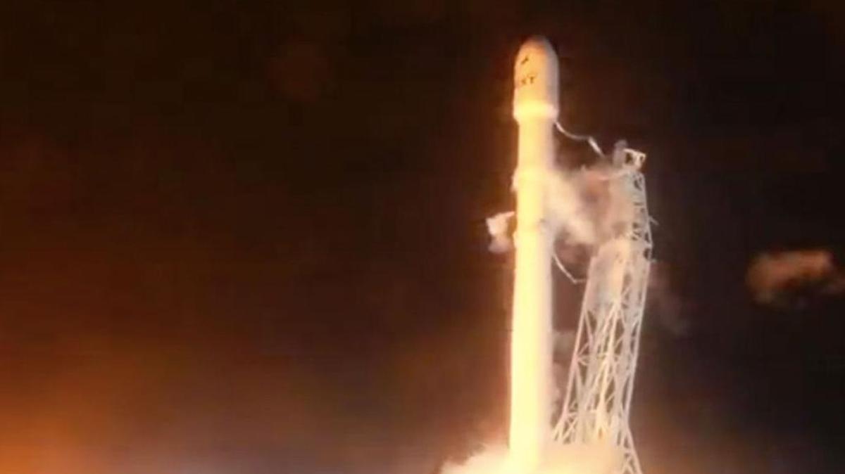 A Falcon 9 rocket blasts off from Vandenberg Air Force Base early Monday, Oct. 9, 2017, carrying 10 more Iridium Next satellites into orbit.