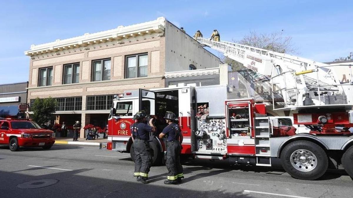 San Luis Obispo firefighters were among the city's highest earners in 2017. Here, city fire officials respond to a fire at SLO Brew at 736 Higuera St.