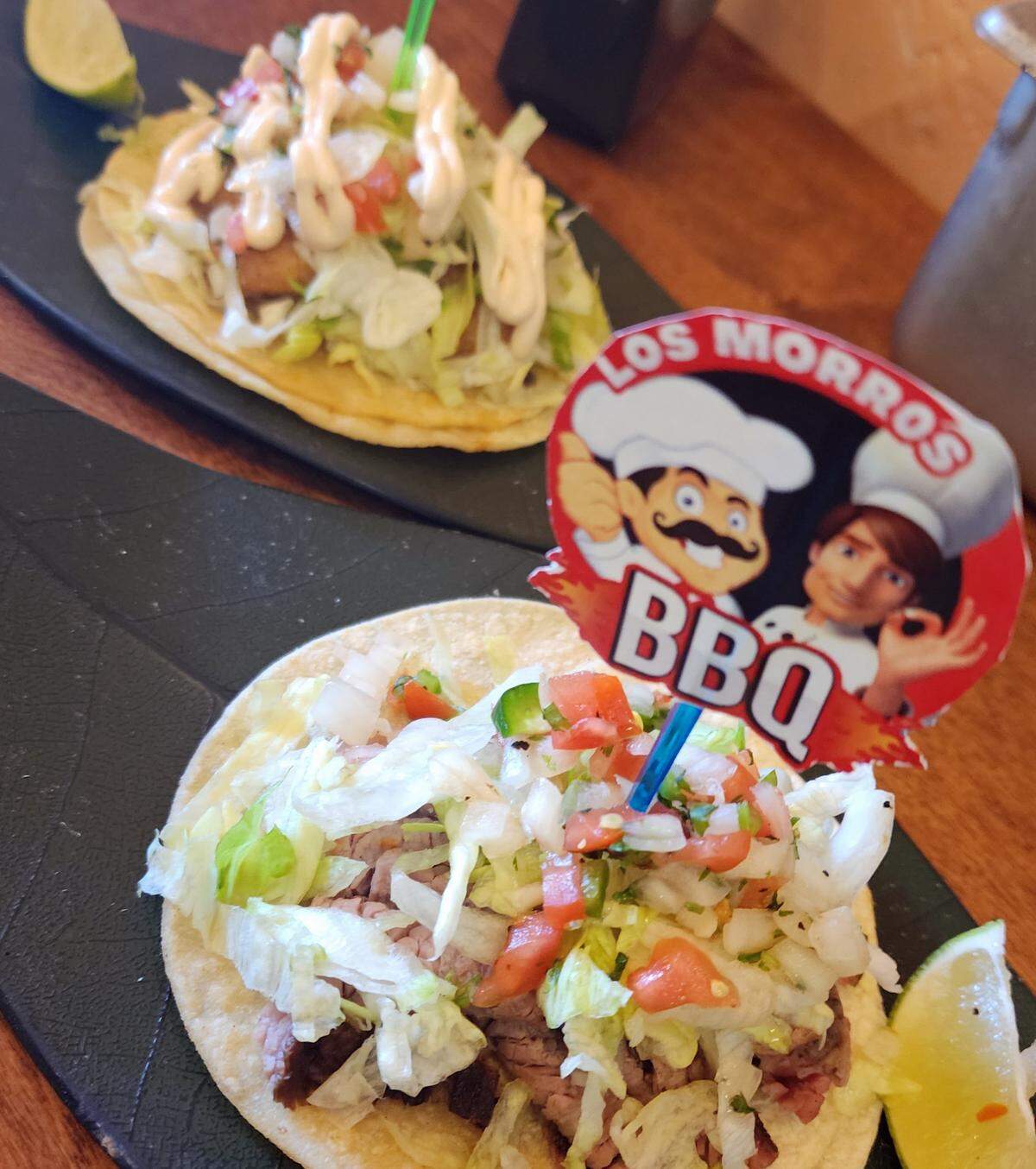 Customers ordering tacos at the new Los Morros BBQ in Morro Bay will get these piled-high tortillas.