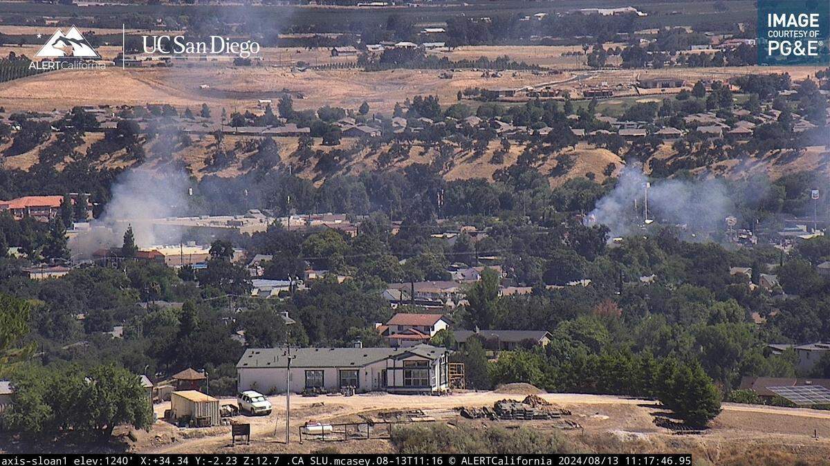 Two vegetation fires ignited in close proximity on Tuesday, Aug. 13, 2024, around Riverside Avenue and 24th Street in Paso Robles.