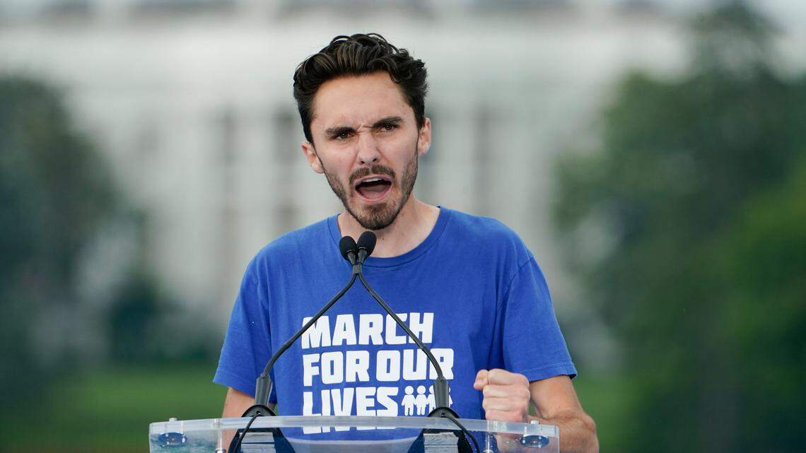 Parkland survivor and activist David Hogg speaks to the crowd during in the second March for Our Lives rally in support of gun control on Saturday, June 11, 2022, in Washington. The rally is a successor to the 2018 march organized by student protestors after the 2018 mass shooting at Marjory Stoneman Douglas High School in Parkland, Fla. (AP Photo/Manuel Balce Ceneta)