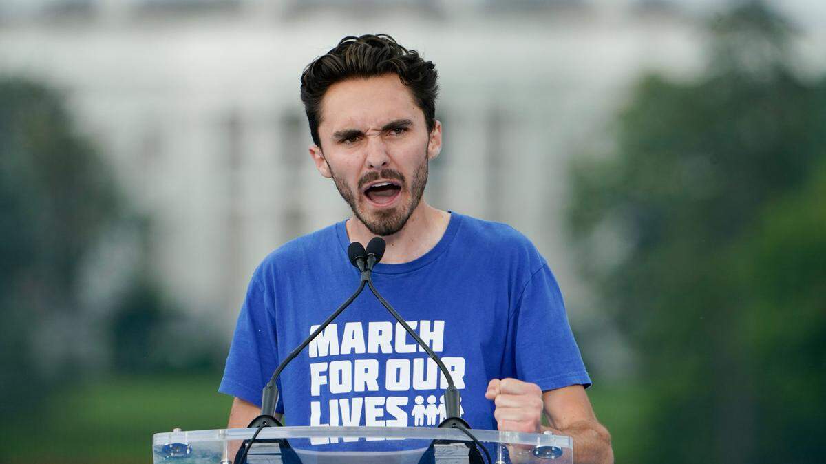 Parkland survivor and activist David Hogg speaks to the crowd during in the second March for Our Lives rally in support of gun control on Saturday, June 11, 2022, in Washington. The rally is a successor to the 2018 march organized by student protestors after the 2018 mass shooting at Marjory Stoneman Douglas High School in Parkland, Fla. (AP Photo/Manuel Balce Ceneta)