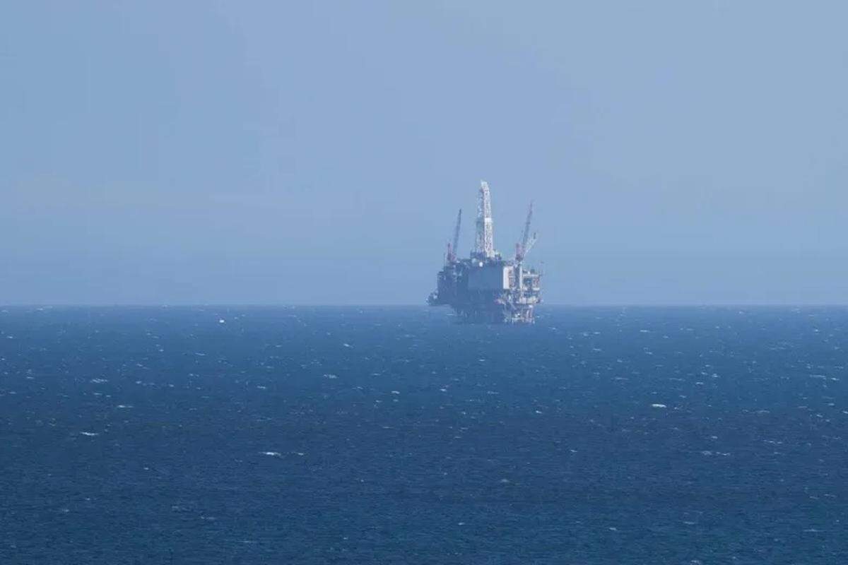 Platform Harmony, seen from the Gaviota Coast of Santa Barbara County, is one of three oil platforms owned by Sable Offshore Corp. The company plans to restart production, which has been shut down since an onshore pipeline ruptured and caused the 2015 Refugio Oil Spill.