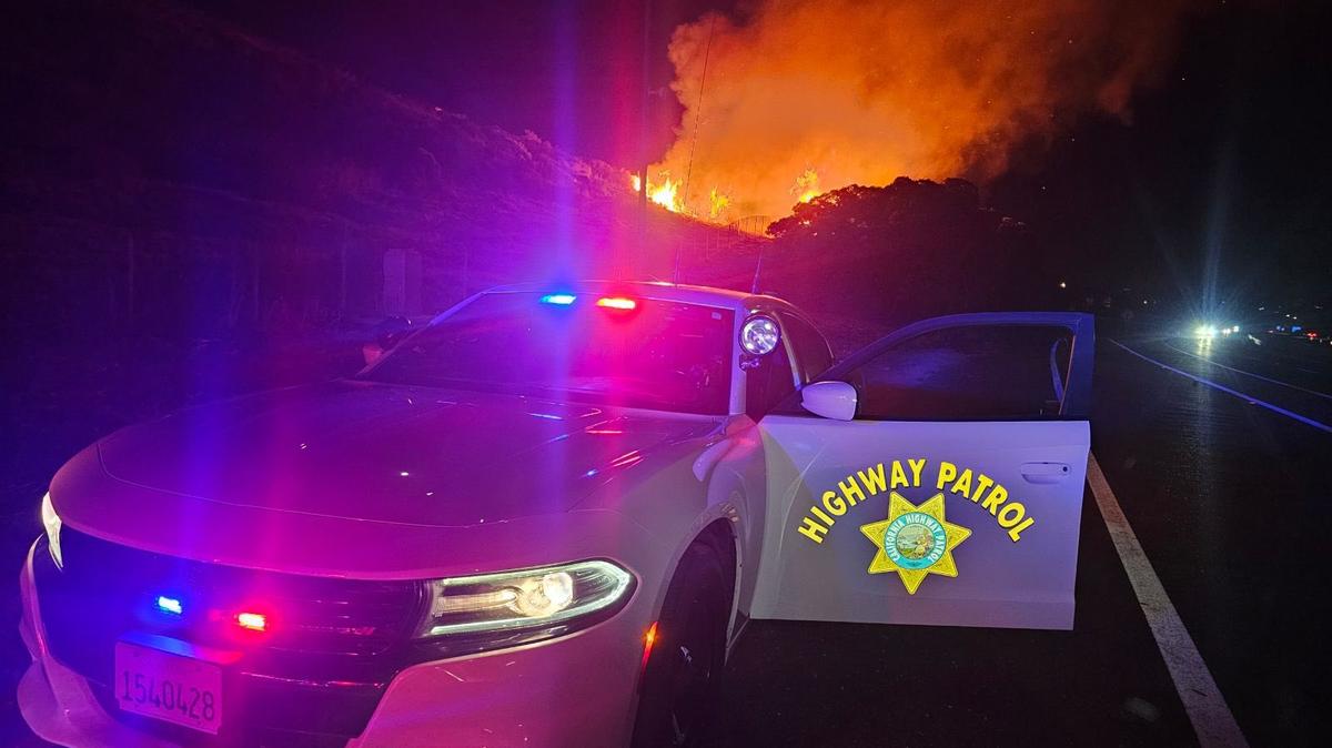 An early morning fire shut down the northbound Highway 101 lanes through Pismo Beach on Oct. 20, 2024, as firefighters tried to get the blaze under control.