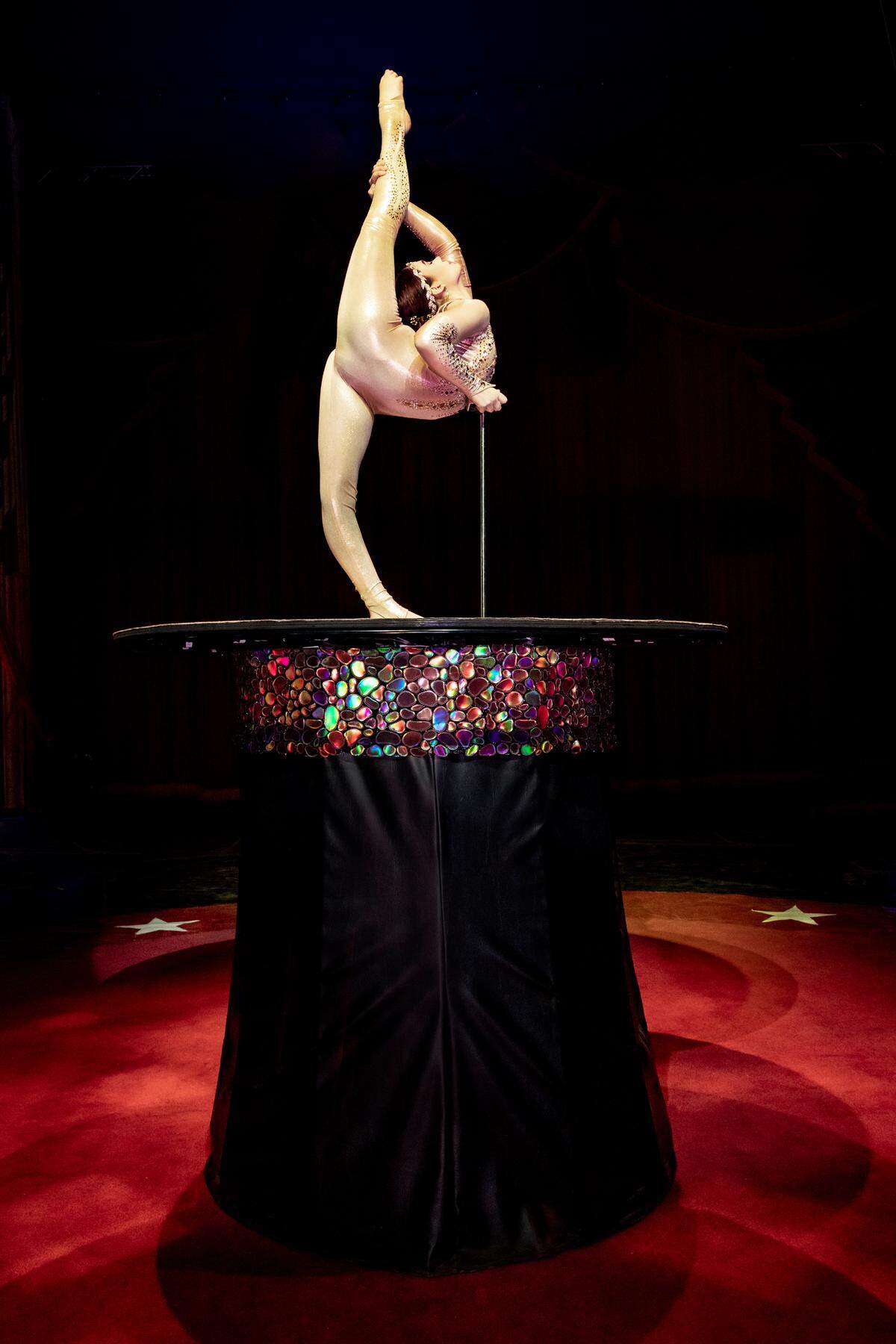 A Circus Vargas performer showcase her skills.