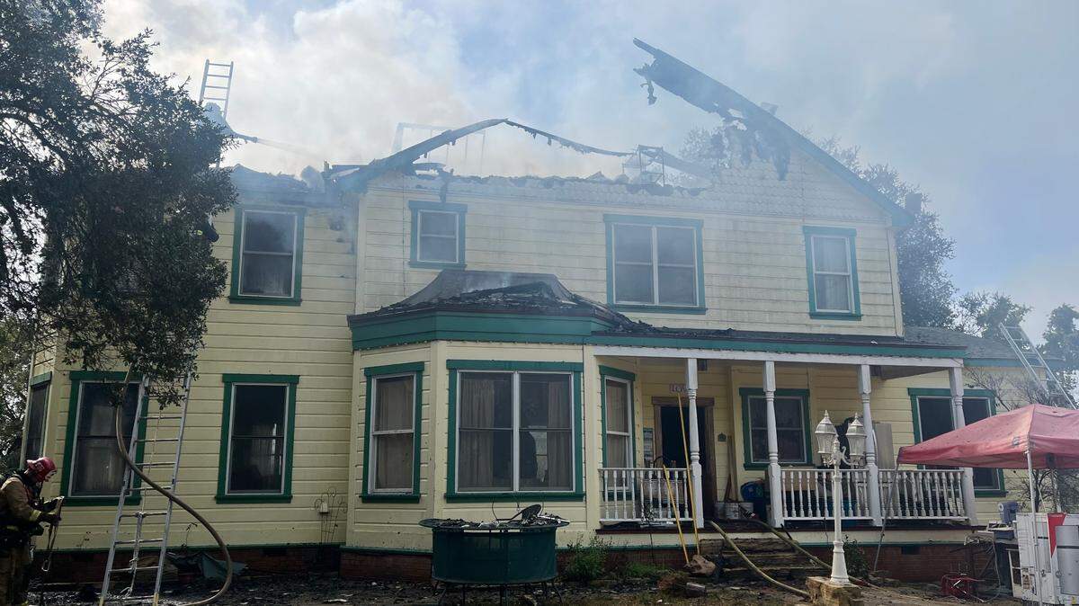 A fire badly damaged a Templeton home in the 5000 block of Esmeralda Lane near York Mountain Road, north of Highway 46, on Tuesday, Feb. 21, 2023.