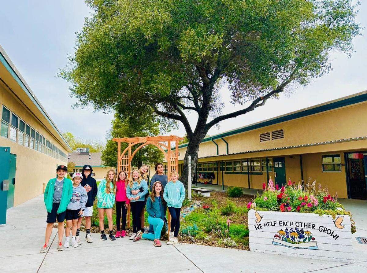 Santa Margarita Elementary School students turned a dirt quad area into a butterfly garden.