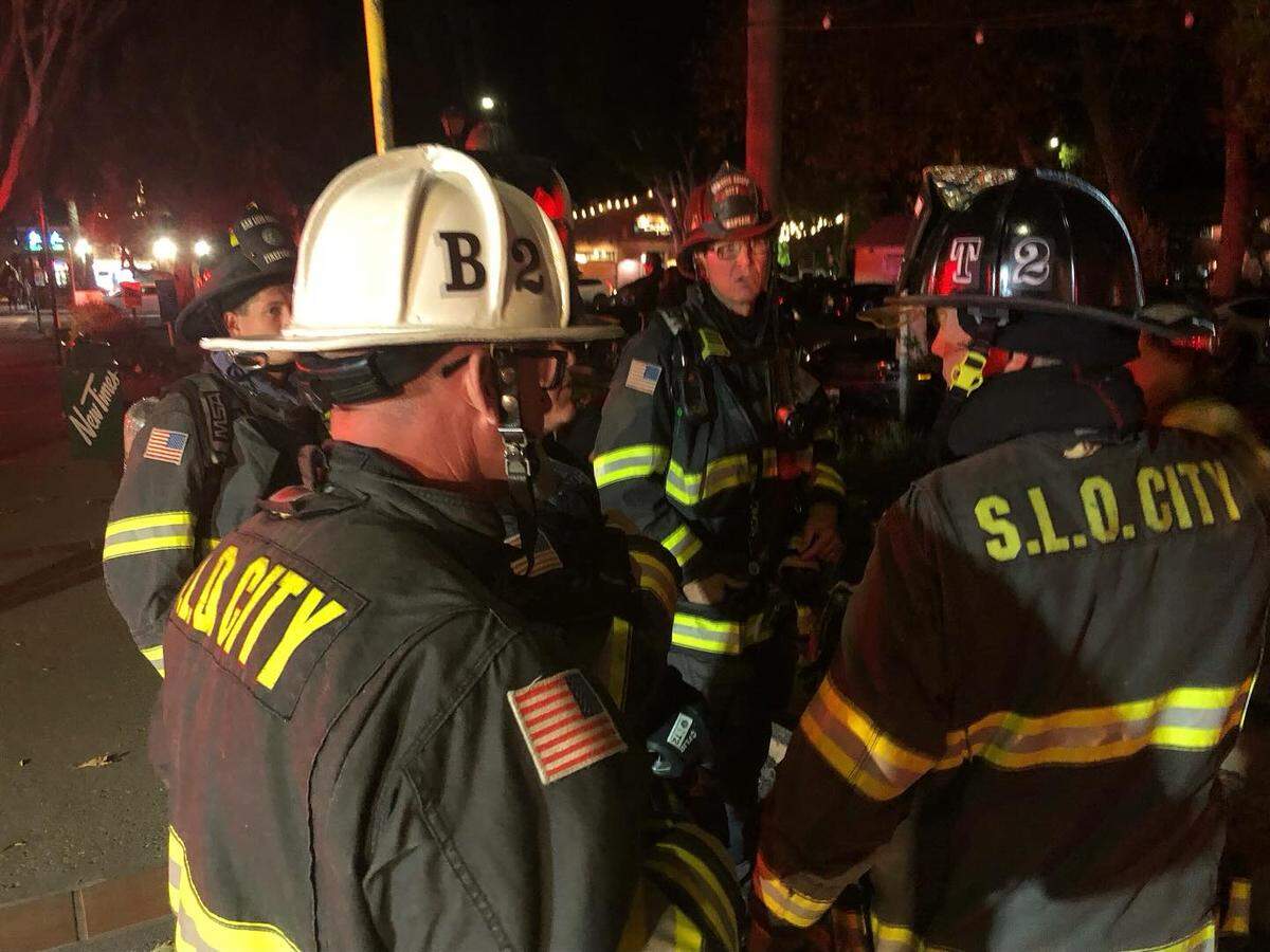 Firefighters respond to a kitchen fire at Old SLO BBQ on Jan. 5, 2025.