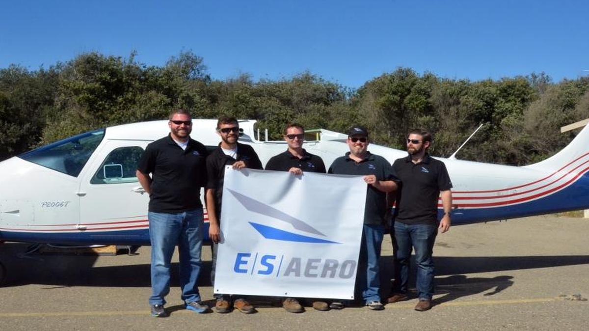 Empirical Systems Aerospace team members include, from left, Andy Gibson, Tony Cash, Colin Wilson, Trevor Foster and Phil Osterkamp. They’re overseeing the design and assembly of the X-57 aircraft, an innovative electric plane.
