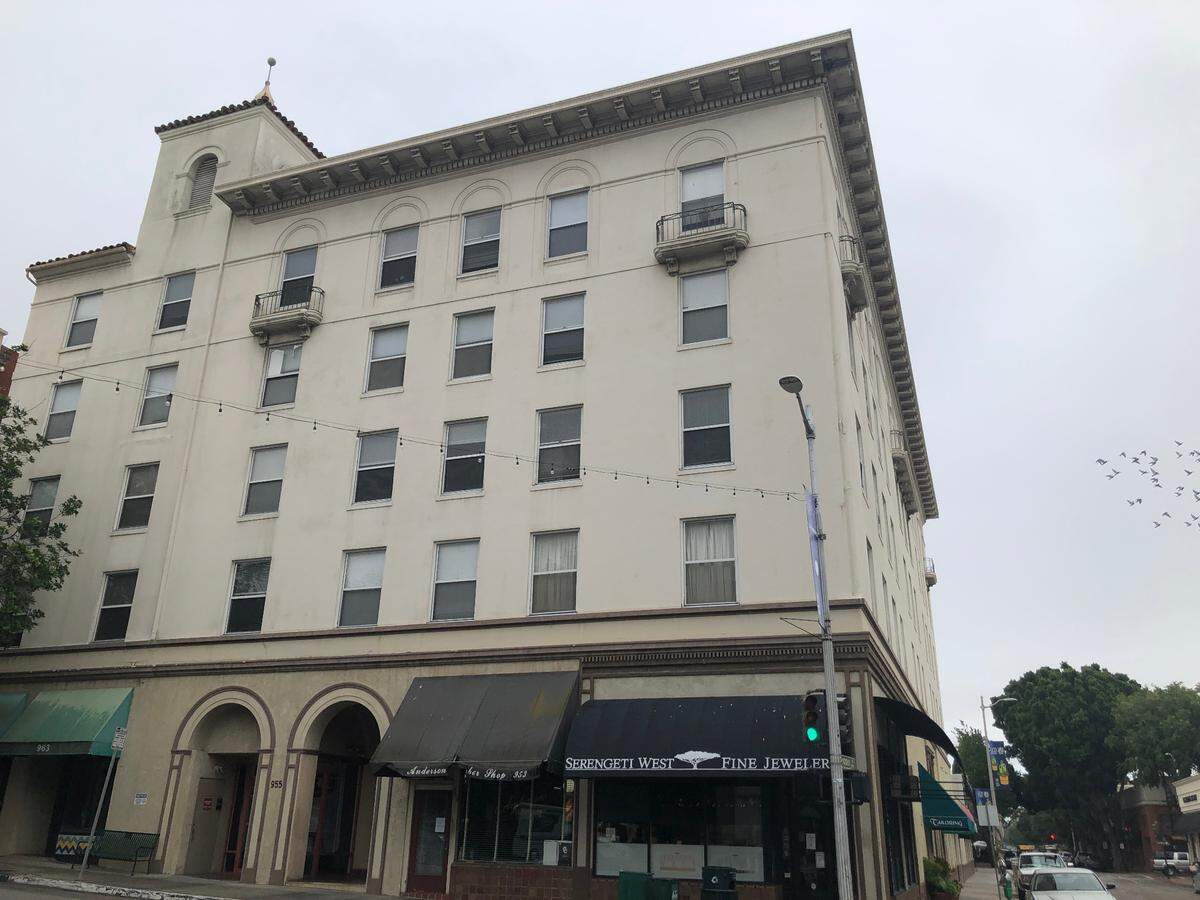 The Anderson Hotel Apartments building is located in downtown San Luis Obispo.