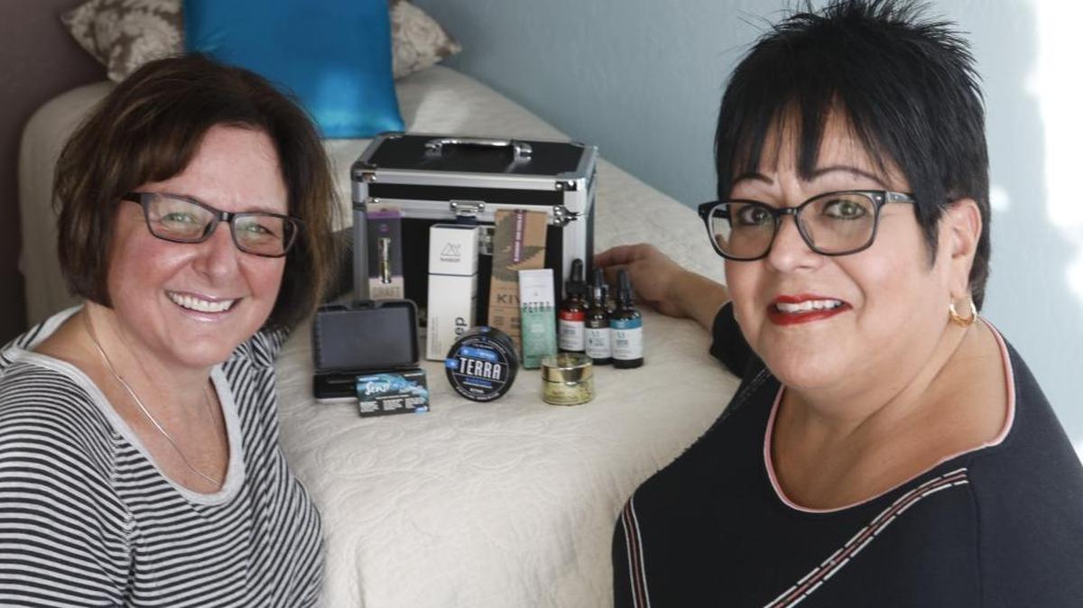 Tami Peluso, left, and Cynthia Gonzalez co-founded Elite Care California, the only marijuana business in San Luis Obispo County to have obtained a state license, but it was revoked this month over a dispute over location of its storage warehouse.