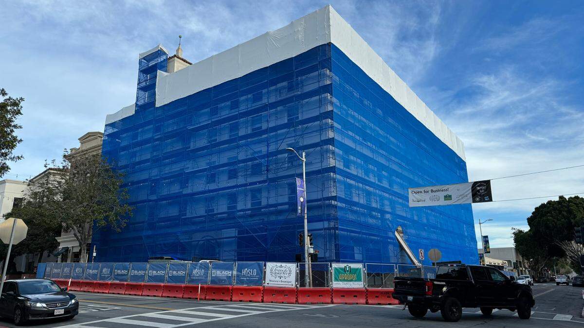The Anderson Hotel building — which when measured to the tip of its bell tower, stands at a whopping 90 feet — is being renovated after the Housing Authority of San Luis Obispo bought the 101-year-old former hotel in 2022. HASLO is preserving the building’s 66 low-income, affordable apartment units.