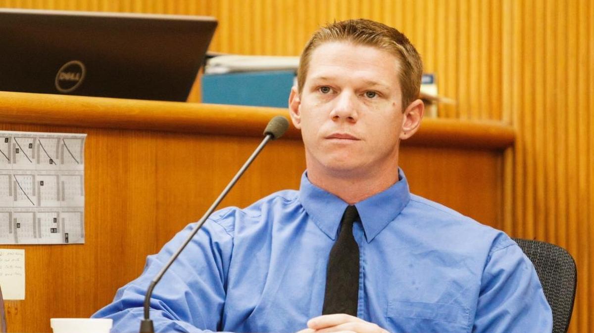 Jurors are deliberating the fate of Rian Mabus, seen here at a July hearing. He is accused of raping his girlfriend’s aunt.