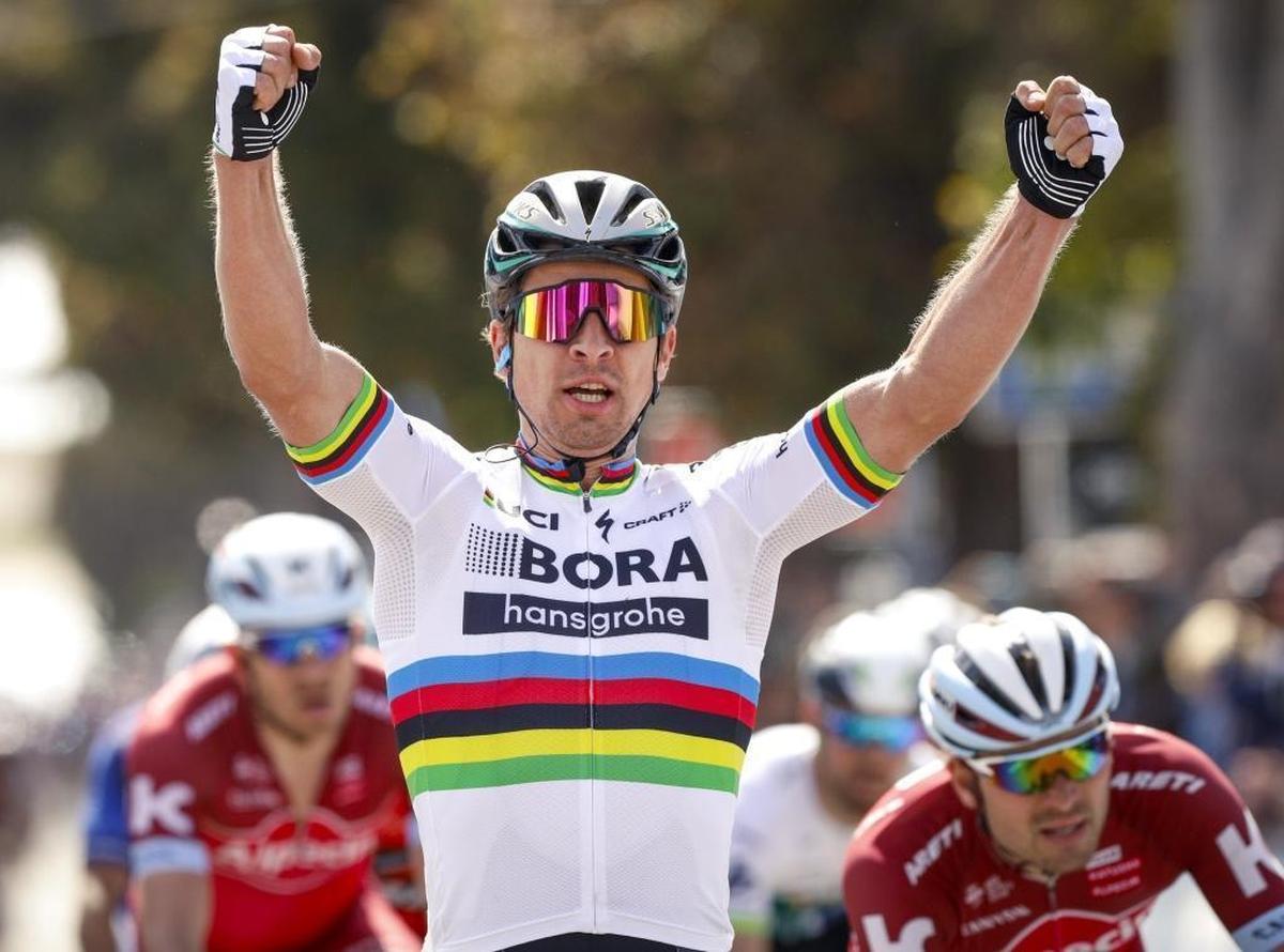 Peter Sagan, of team Bora, wins stage three of the Amgen Tour of California in Morro Bay on Tuesday, May 16, 2017.