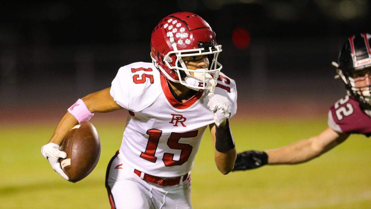 Tre Clark runs with ball. Nipomo won 34-21 over Paso Robles High School Oct. 20, 2023 with one more game left in the football schedule before the playoffs.