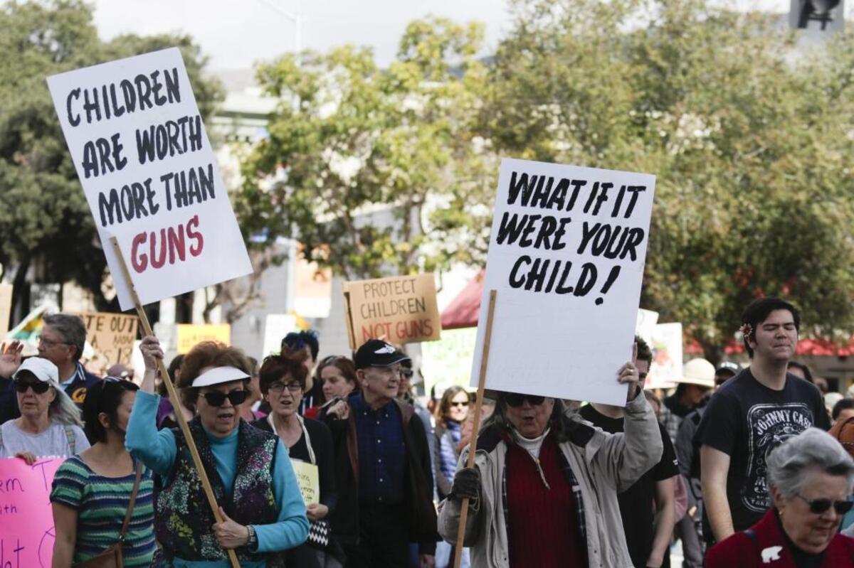 The March for Our Lives began in Mitchell Park in San Luis Obispo, Saturday, March 24, 2018 and wound its way around downtown San Luis Obispo.