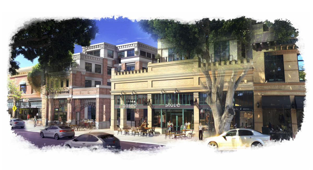 This rendering shows a concept of the The Network Mall project proposal on Higuera Street in downtown San Luis Obispo. The mixed-use building proposal calls for commercial and residential spaces.