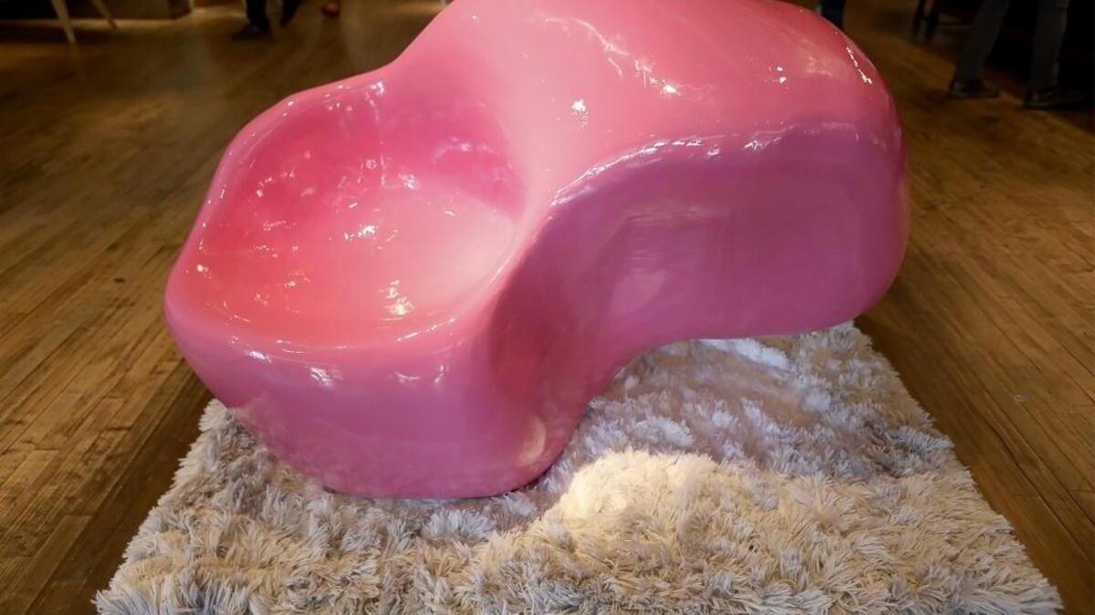 This pink chair was created by Kealani Jensen.