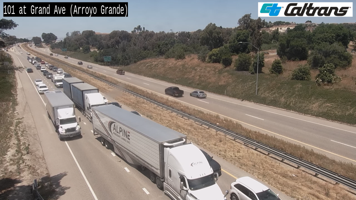 A vehicle fire stopped traffic on southbound Highway 101 in Arroyo Grande on Thursday, May 31, 2023.