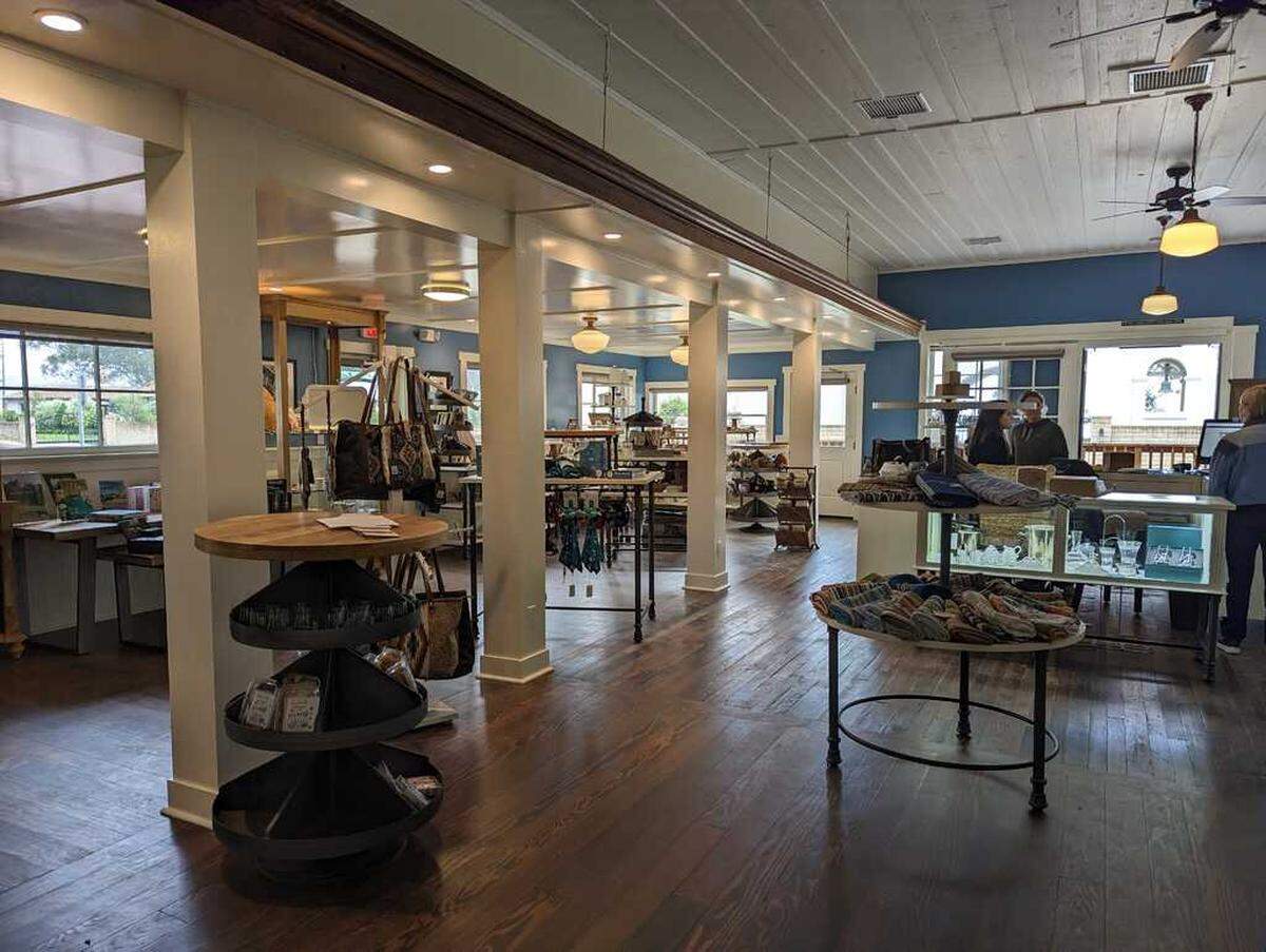 Sebastian’s General Store in Old San Simeon Village is seen on Friday, June 16, 2023, the first day it reopened to the public after four years of renovations. Among the old-time touches in the store’s remodeled interior are original floorboards in the retail sales area.