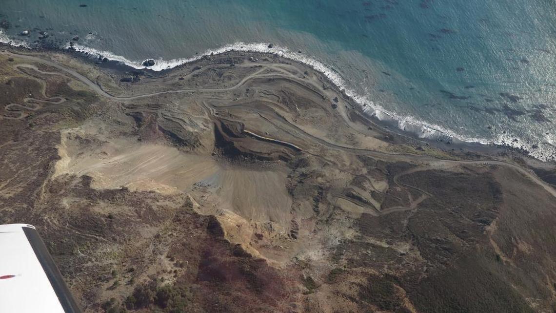 The Mud Creek Slide area as seen from the air Sept. 9.