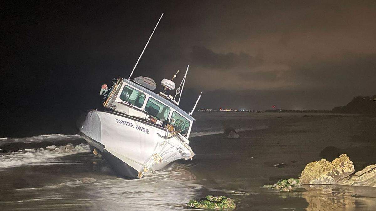 A sailor who suffered a serious head laceration was taken to the hospital Wednesday evening after his lobster fishing boat, the Martha Jane, ran aground below the Mesa in Santa Barbara.