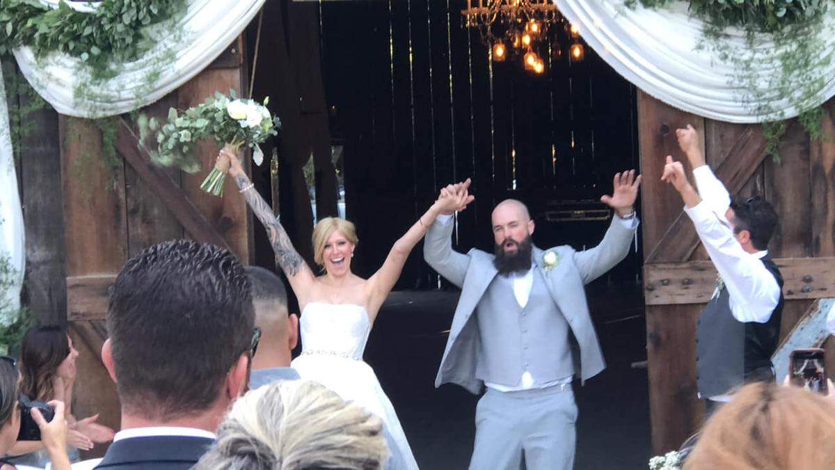Brittany and Travis Hunt on their wedding day.