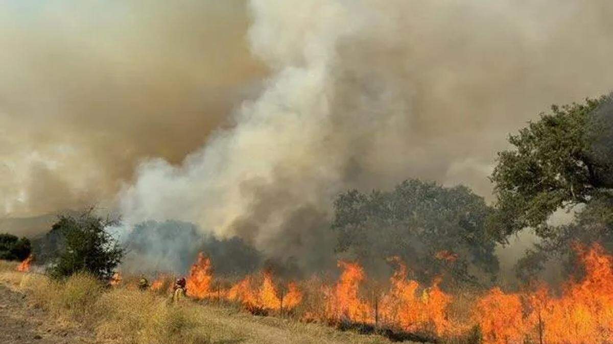 The Lake Fire burns the Sedgwick Reserve area of the eastern Santa Ynez Valley on Wednesday. SLO County will be under a red flag warning till 9 p.m. Saturday as dry lightning increases fire risk .