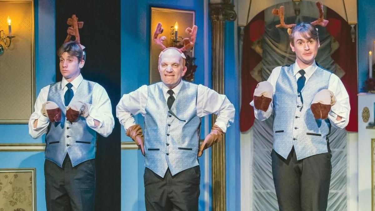 Kyle Smith, Billy Breed and DJ Canaday play rapping reindeer in “The Holiday Extravaganza.” The show, which features “A Christmas Carol,” the fairy-tale opera “Cinderella, or, The Shoe Must Go On” and a holiday vaudeville revue, plays Sunday through Dec. 31 at the Great American Melodrama and Vaudeville in Oceano.